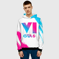 Толстовка-худи мужская GTA 6 neon gradient style, цвет: 3D-черный — фото 2