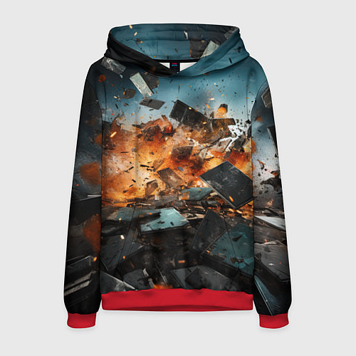 Мужская толстовка Взрыв плит абстракция / 3D-Красный – фото 1