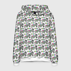 Толстовка-худи мужская Паттерн детский со Змеем Горынычем, цвет: 3D-белый