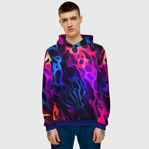 Мужская толстовка Камуфляж из ярких красок / 3D-Синий – фото 3