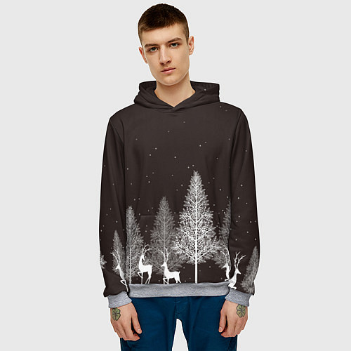 Мужская толстовка Олени в лесу / 3D-Меланж – фото 3