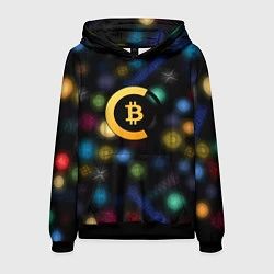 Толстовка-худи мужская Bitcoin logo criptomoney, цвет: 3D-черный