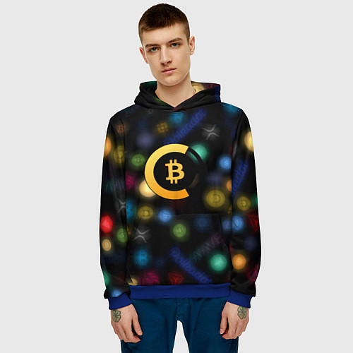 Мужская толстовка Bitcoin logo criptomoney / 3D-Синий – фото 3