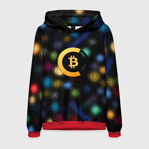 Мужская толстовка Bitcoin logo criptomoney / 3D-Красный – фото 1