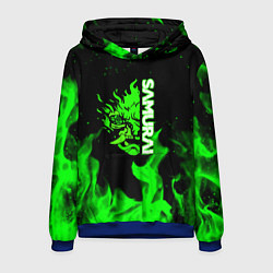 Толстовка-худи мужская Samurai green fire toxic, цвет: 3D-синий