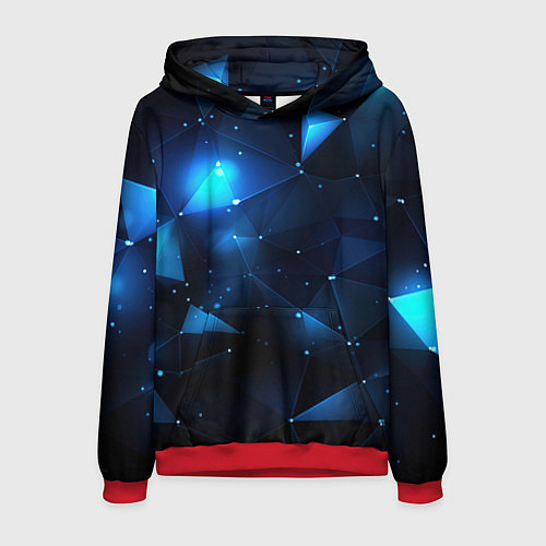 Мужская толстовка Синяя геометрическая абстракция / 3D-Красный – фото 1