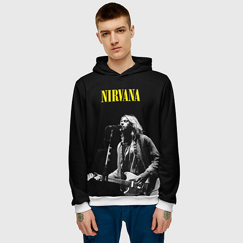 Мужская толстовка Группа Nirvana Курт Кобейн / 3D-Белый – фото 3