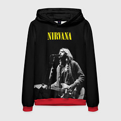 Толстовка-худи мужская Группа Nirvana Курт Кобейн, цвет: 3D-красный