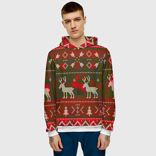 Мужская толстовка Рождественский орнамент / 3D-Белый – фото 3