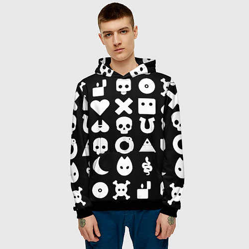 Мужская толстовка Любовь смерть и роботы паттерн / 3D-Черный – фото 3