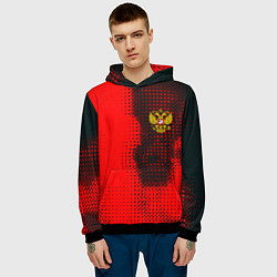 Толстовка-худи мужская Россия герб спорт краски, цвет: 3D-черный — фото 2