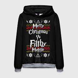 Толстовка-худи мужская Merry Christmas ya filthy muggle, цвет: 3D-меланж