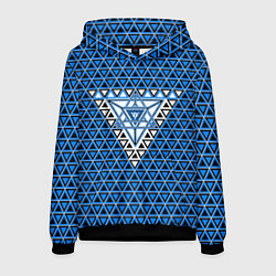Толстовка-худи мужская Синие и чёрные треугольники, цвет: 3D-черный