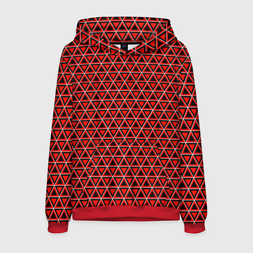 Мужская толстовка Красные и чёрные треугольники / 3D-Красный – фото 1