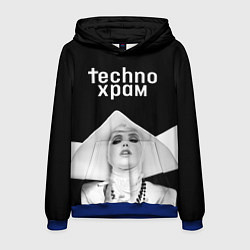 Толстовка-худи мужская Techno храм монашка в белом, цвет: 3D-синий