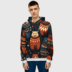 Толстовка-худи мужская Медведи индейцы, цвет: 3D-белый — фото 2