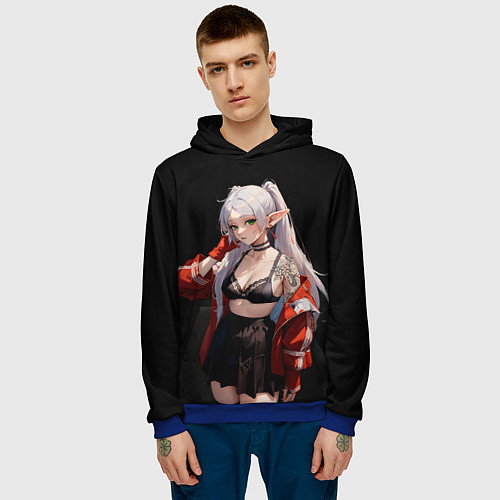 Мужская толстовка Фрирен в красной куртке / 3D-Синий – фото 3