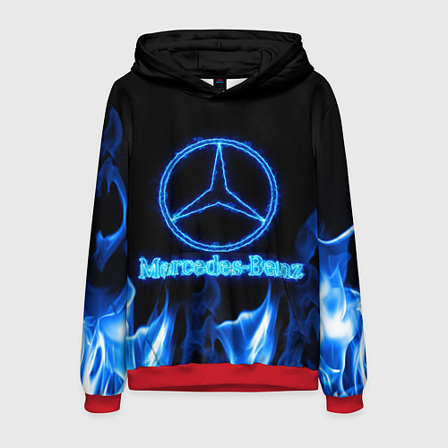 Мужская толстовка Mercedes-benz blue neon / 3D-Красный – фото 1