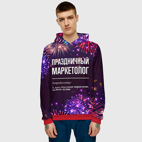Мужская толстовка Праздничный маркетолог: фейерверк / 3D-Красный – фото 3