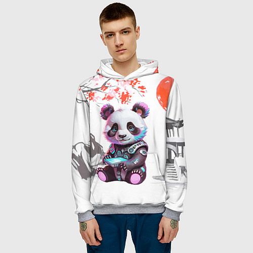 Мужская толстовка Funny panda - China / 3D-Меланж – фото 3
