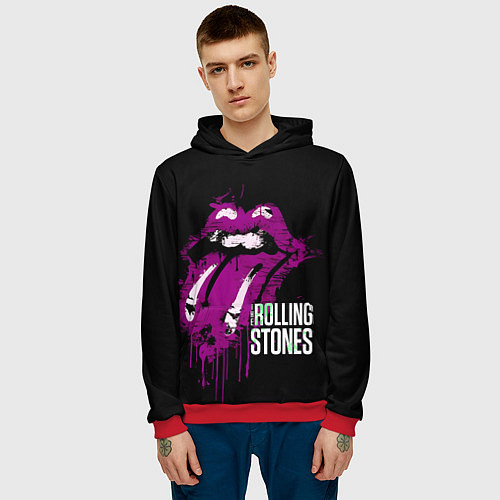 Мужская толстовка The Rolling Stones - lips / 3D-Красный – фото 3