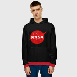 Толстовка-худи мужская NASA redlogo space usa, цвет: 3D-красный — фото 2