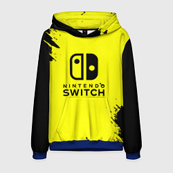 Толстовка-худи мужская Nintendo switch краски на жёлтом, цвет: 3D-синий