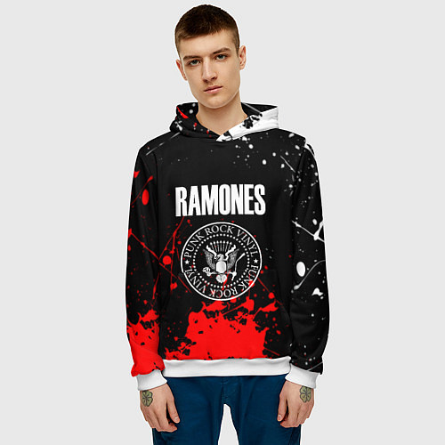 Мужская толстовка Ramones краски метал группа / 3D-Белый – фото 3
