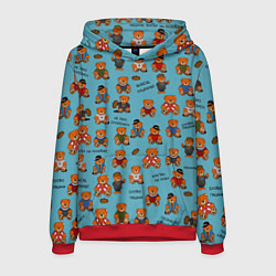 Толстовка-худи мужская Мишки и цитаты из сериала слово пацана, цвет: 3D-красный