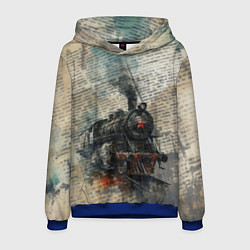 Толстовка-худи мужская Паровоз с красной звездой, цвет: 3D-синий