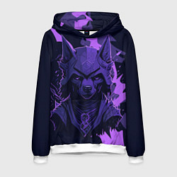 Толстовка-худи мужская Фиолетовый волк в доспехах, цвет: 3D-белый