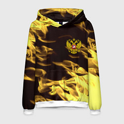 Толстовка-худи мужская Имперская Россия желтый огонь, цвет: 3D-белый