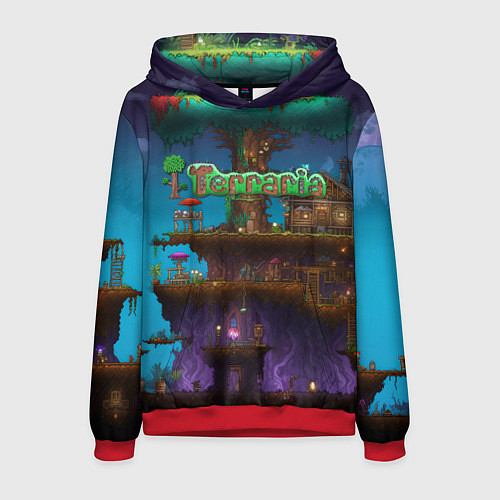 Мужская толстовка Terraria big tree / 3D-Красный – фото 1