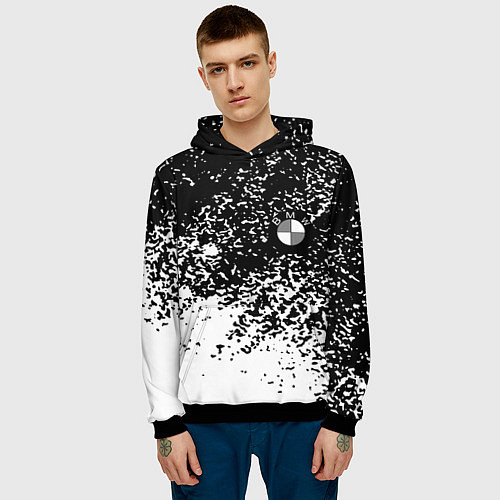 Мужская толстовка BMW краски текстура / 3D-Черный – фото 3