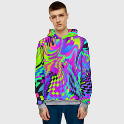 Толстовка-худи мужская Психоделический глитч, цвет: 3D-меланж — фото 2