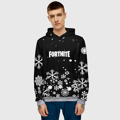 Мужская толстовка Fortnite новый год паттерн / 3D-Меланж – фото 3