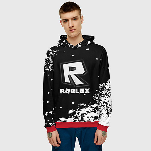 Мужская толстовка Roblox белая краска / 3D-Красный – фото 3