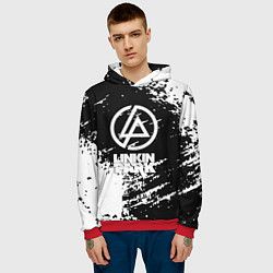 Толстовка-худи мужская Linkin park logo краски текстура, цвет: 3D-красный — фото 2