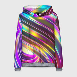 Толстовка-худи мужская Неоновый скрученный металл разноцветный, цвет: 3D-меланж