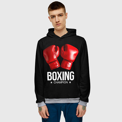 Мужская толстовка Boxing Champion / 3D-Меланж – фото 3