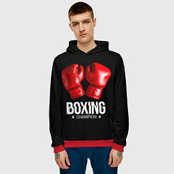 Толстовка-худи мужская Boxing Champion, цвет: 3D-красный — фото 2