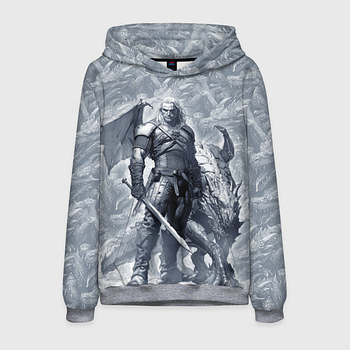 Мужская толстовка The Witcher and dragon - hand drawn style / 3D-Меланж – фото 1