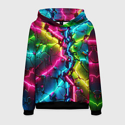 Толстовка-худи мужская Трещина - неон, цвет: 3D-черный