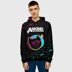 Толстовка-худи мужская Asking Alexandria - rock star cat, цвет: 3D-черный — фото 2