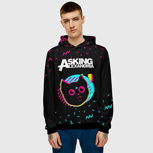 Мужская толстовка Asking Alexandria - rock star cat / 3D-Черный – фото 3