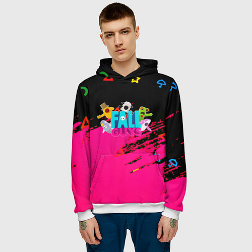 Мужская толстовка Fall Guys kids color / 3D-Белый – фото 3