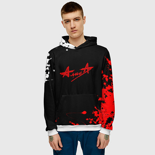 Мужская толстовка Алиса краски текстура рок / 3D-Белый – фото 3