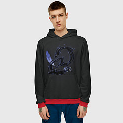 Толстовка-худи мужская Китайский дракон из чернил, цвет: 3D-красный — фото 2