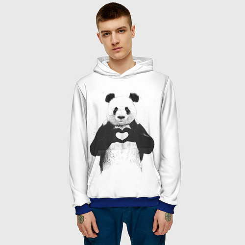 Мужская толстовка Panda love / 3D-Синий – фото 3