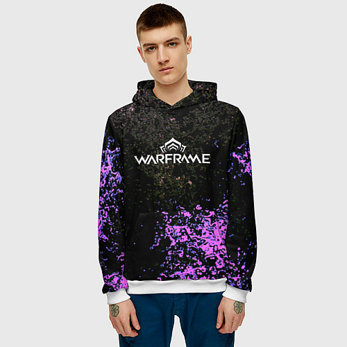 Мужская толстовка Warframe брызги неоновых красок / 3D-Белый – фото 3